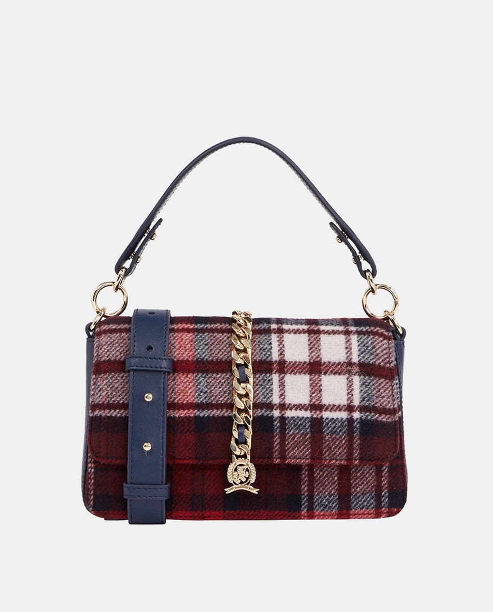 Sac à bandoulière à imprimé tartan et chaîne