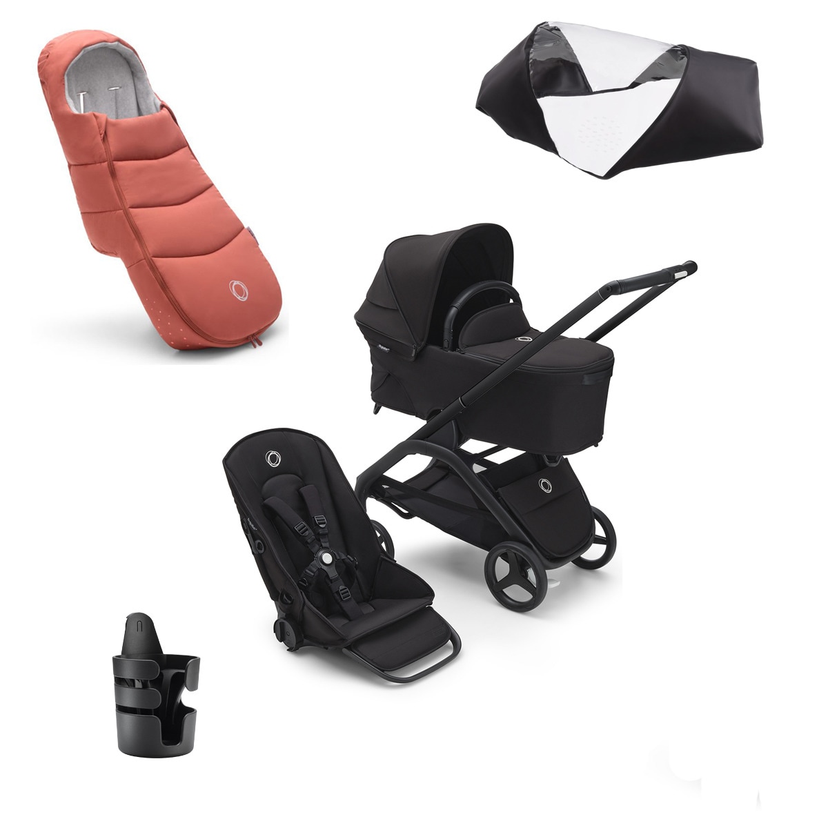 Pack Imprescindíveis Dragonfly - Inverno Preto/Preto Meia-noite com Saco Vermelho Entardecer Vermelho-1