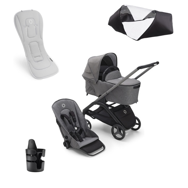 Imagen 0 de Pack imprescindibles - verano grafito/gris melange con Colchoneta gris melange Bugaboo Dragonfly