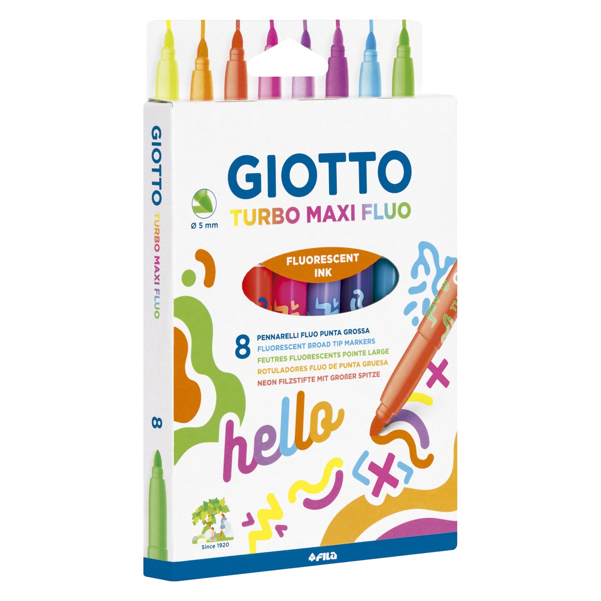 Imagen 0 de Pack de 8 rotuladores punta gruesa Turbo Maxi Giotto fluo