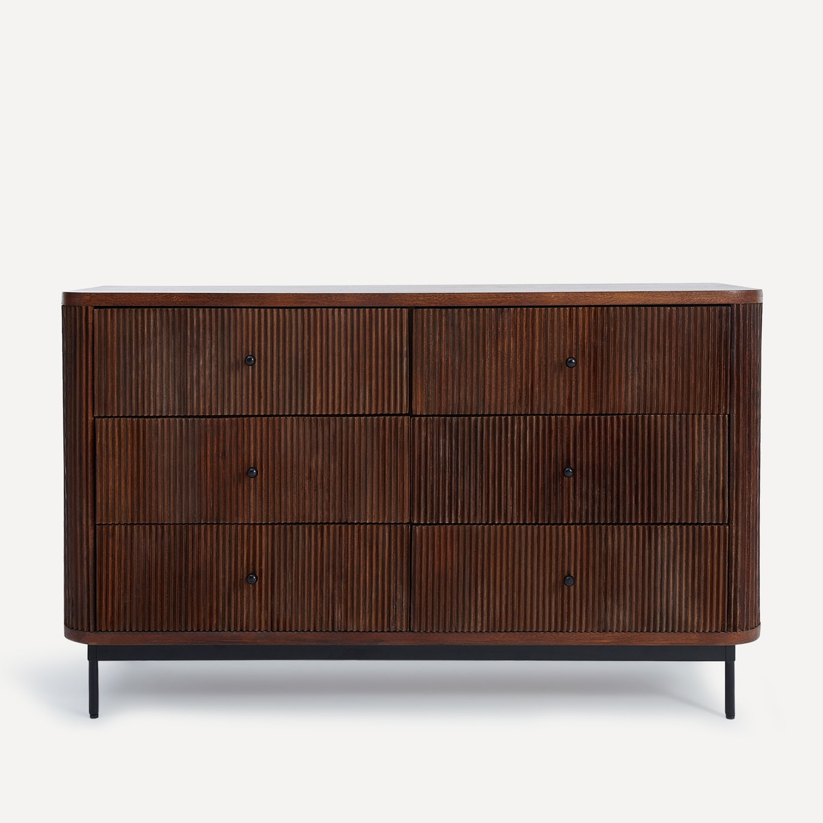 Cómoda de madera de mango de 6 cajones Curve Room - El Corte Inglés Nogal-2