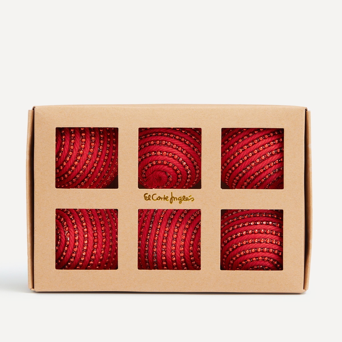Conjunto de 6 Bolas com Corrente de Bolinhas Vermelho-3