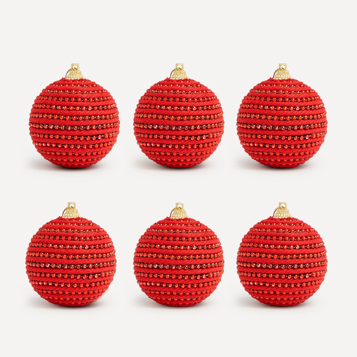 Conjunto de 6 Bolas com Corrente de Bolinhas Vermelho-1