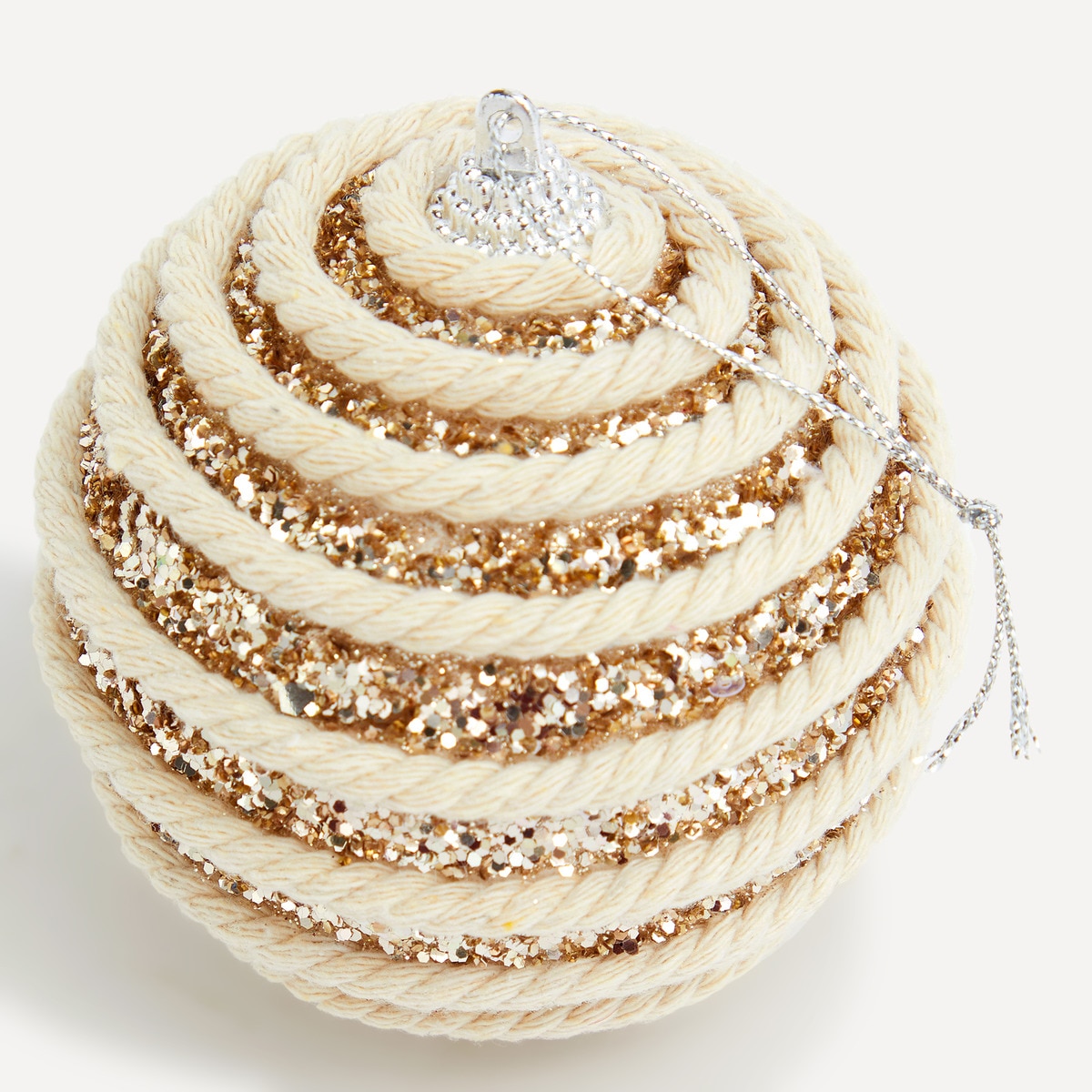 Set 4 bolas Glitter Cuerda Navidad El Corte Inglés Champagne-2