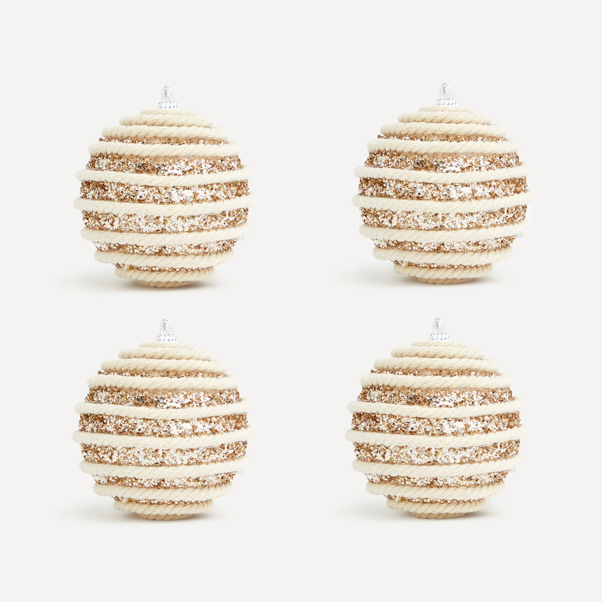 Set 4 bolas Glitter Cuerda Navidad El Corte Inglés Champagne-1