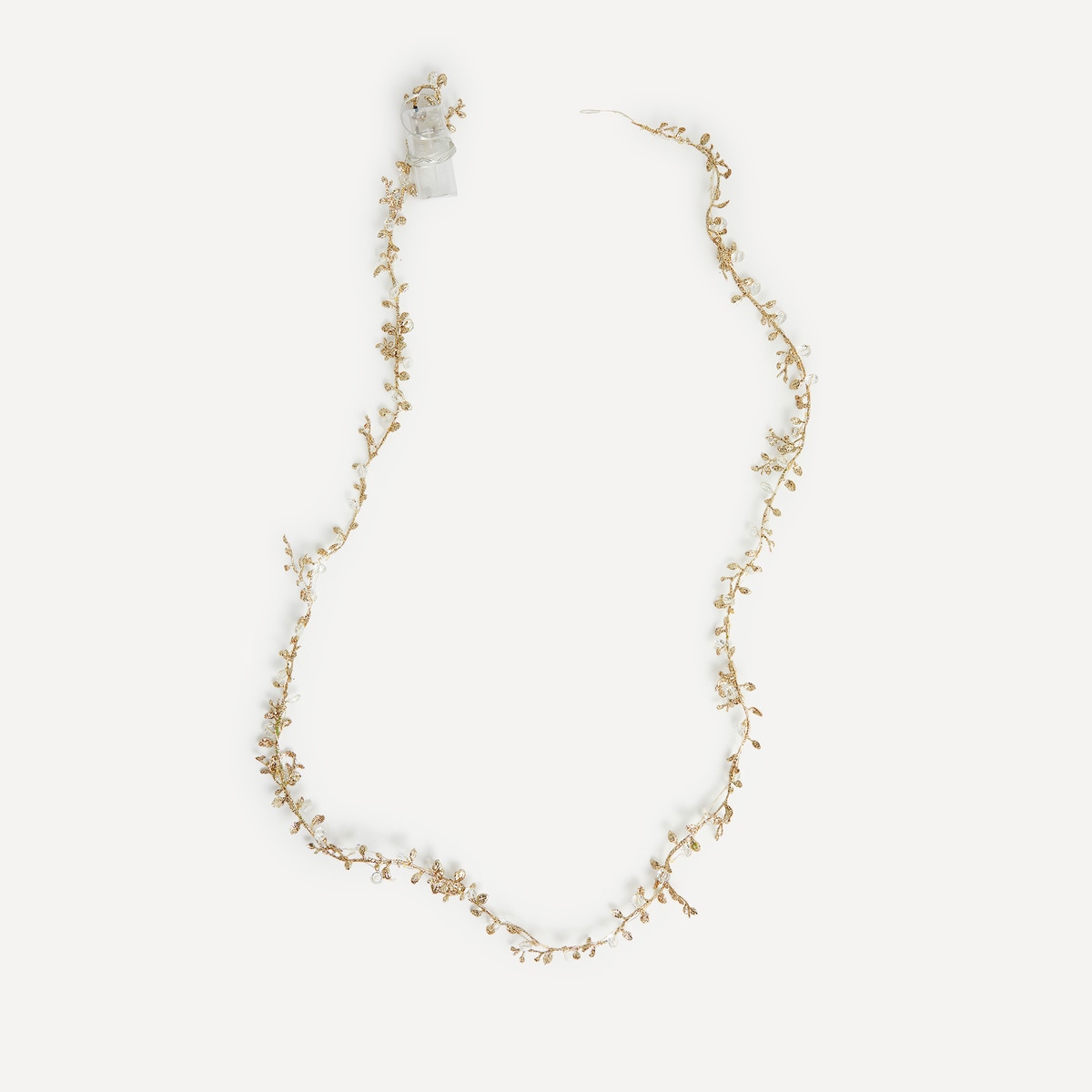 Grinalda com 40 Luzes LED Diamantes com Glitter Natal Dourado-2