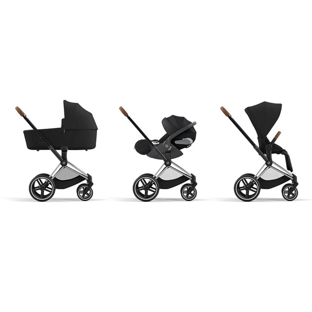 Imagen 0 de Carro de bebé trío Cybex PRIAM con Chasis Chrome Brown, Seat Pack, Capazo Lux y portabebés Cloud T i-Size Plus en Sepia Black