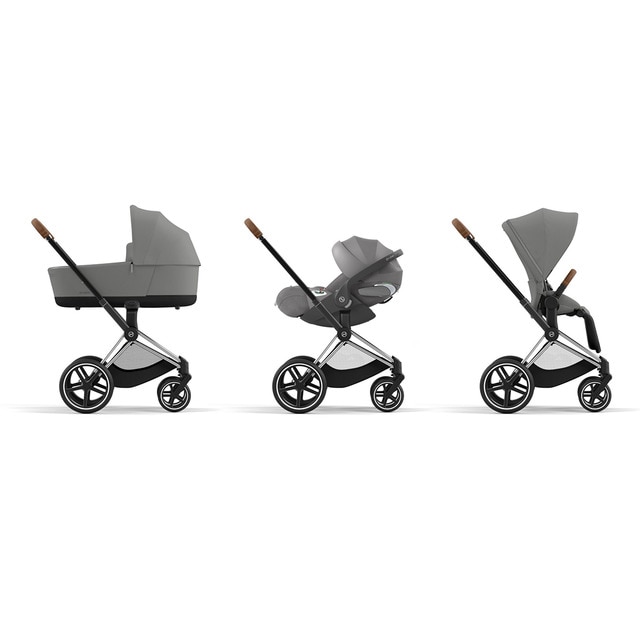 Imagen 0 de Carro de bebé trío Cybex PRIAM con Chasis Chrome Brown, Seat Pack, Capazo Lux y portabebés Cloud T i-Size Plus en Mirage Grey