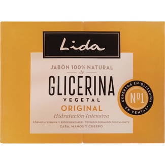 jabón natural de glicerina vegetal Original en pastilla Hidratación Intensiva pack 2 unidades 125 g - Lida