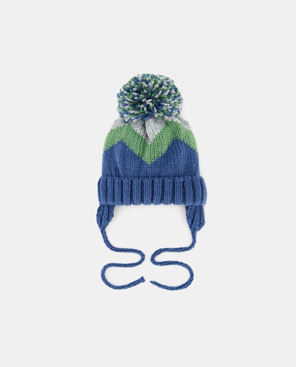 Bonnet à pompon color block