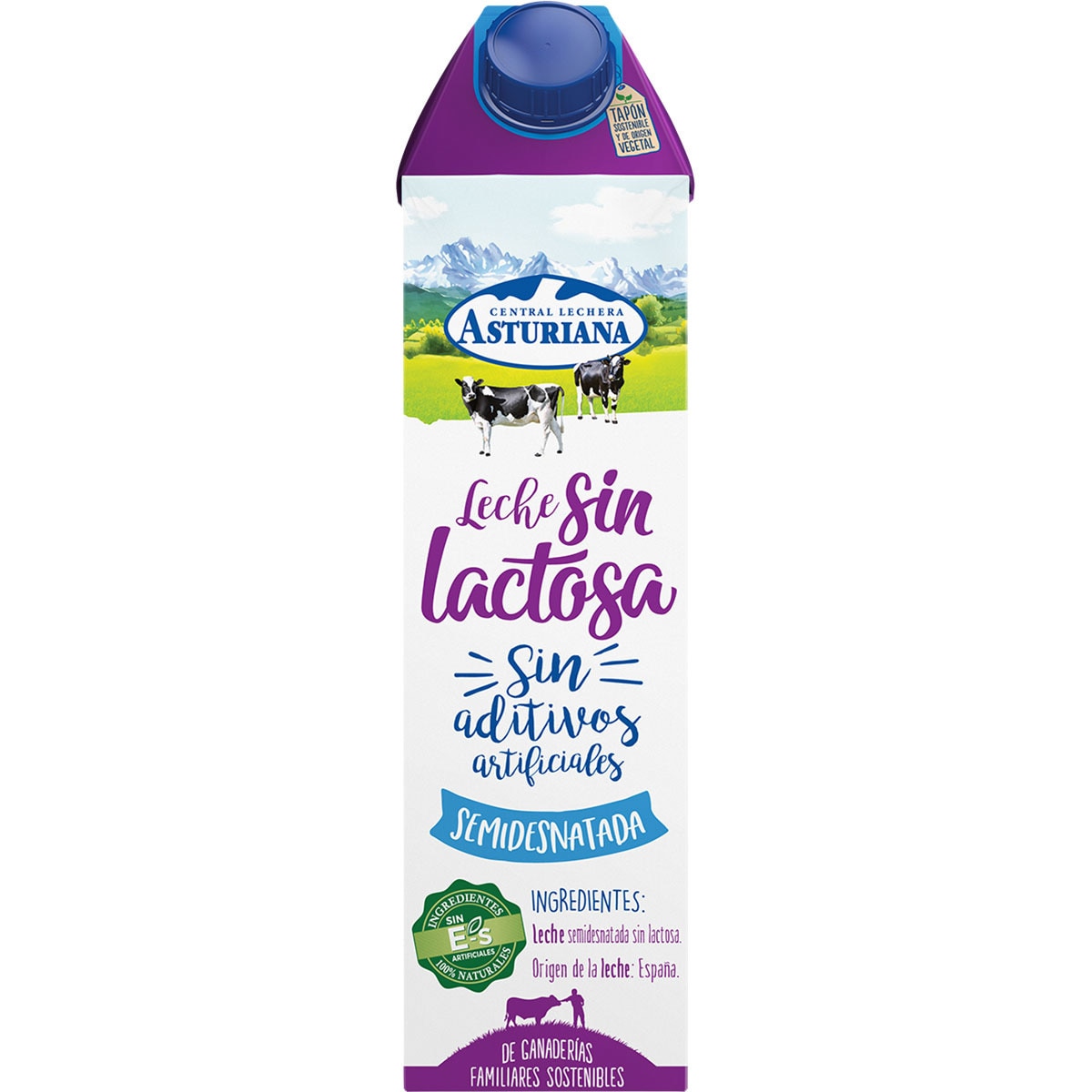 leche semidesnatada sin lactosa 100% ingredientes naturales brik 1 l
