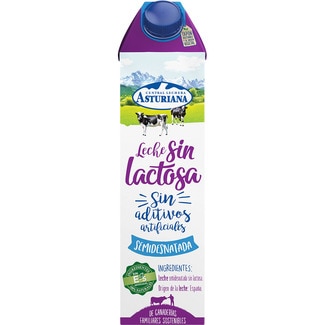 leche semidesnatada sin lactosa 100% ingredientes naturales brik 1 l - Asturiana