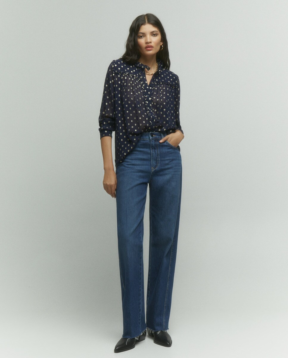 Jean coupe droite avec couture