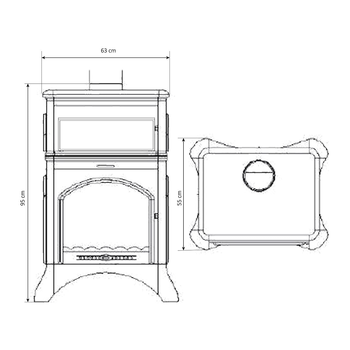 Estufa Leña Fundición con Horno Antares 24,28 kW Negro-2