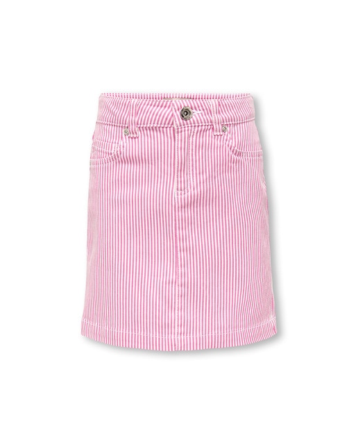 Imagen 0 de Falda de niña a rayas con bolsillos y cierre en botón.