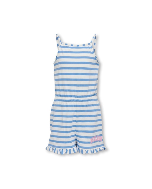 Imagen 0 de Mono de niña con tirantes y detalle rizado en bajos.