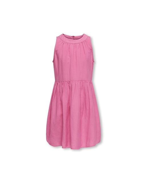Imagen 0 de Vestido de niña con detalle en cuello, sin mangas y ceñido en cintura.