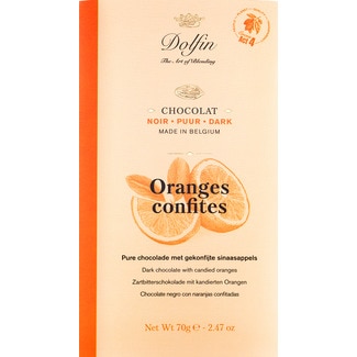 Chocolate Preto com Laranja Confitada tablete 70 g - Dolfin