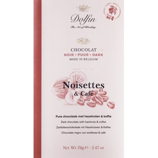 Chocolate Preto com Avelãs e Café tablete 70 g - Dolfin
