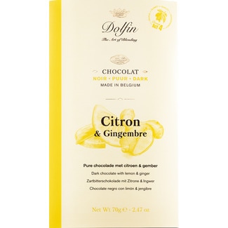 Chocolate Preto com Limão e Gengibre tablete 70 g - Dolfin