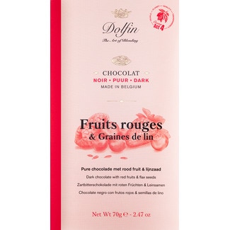 Chocolate Preto com Frutos Vermelhos e Linhaça tablete 70 g - Dolfin