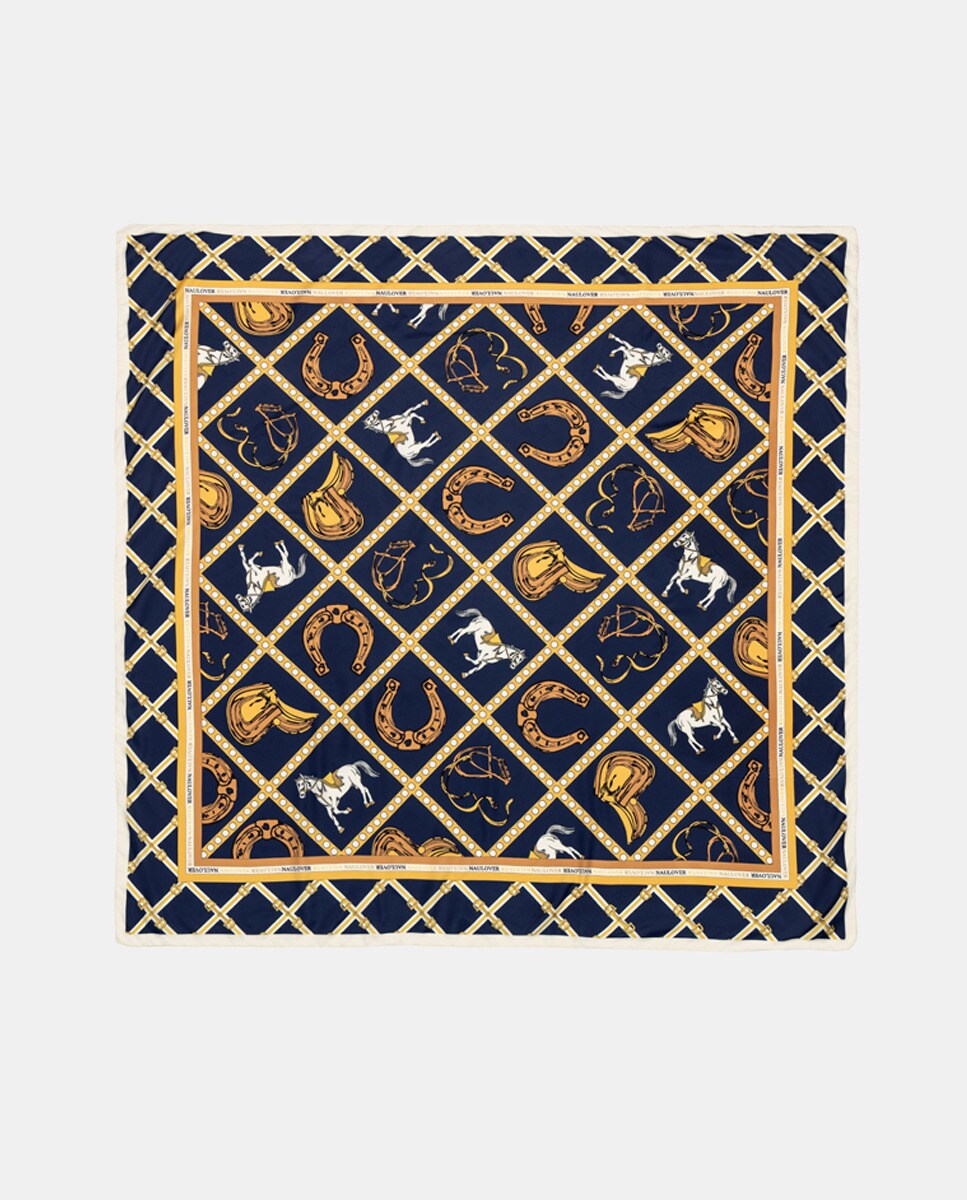 Grand foulard à imprimé équestre