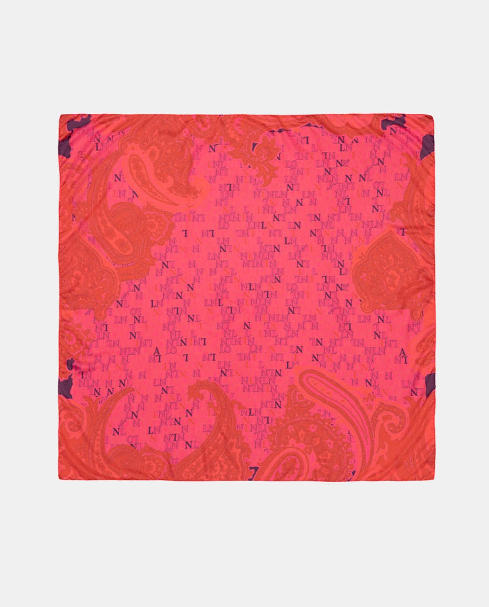 Grand foulard avec imprimé logos ton sur ton