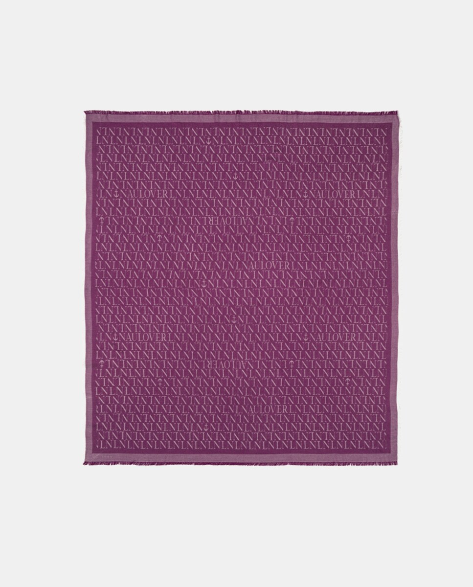 Foulard en jacquard avec logo lilas