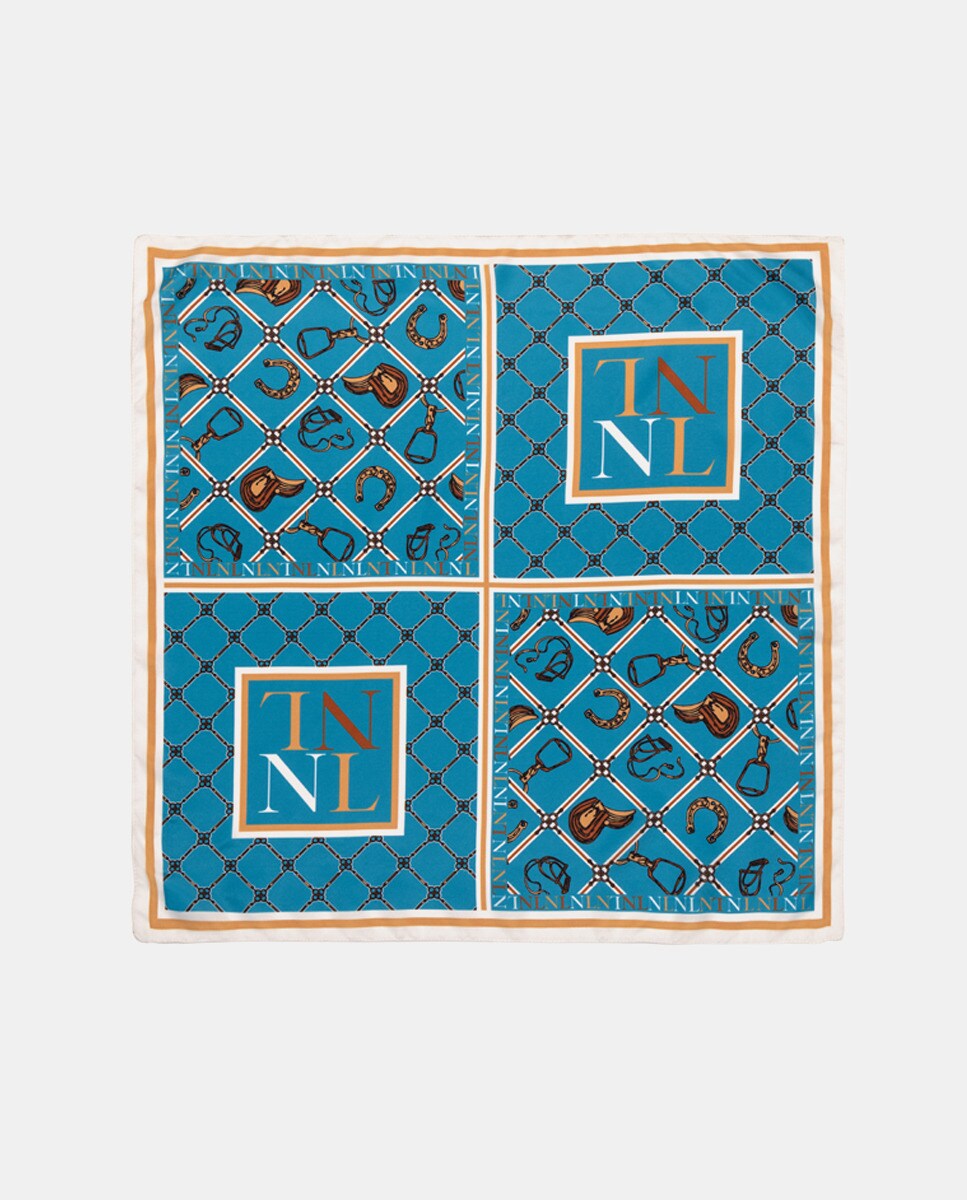 Foulard d'inspiration équestre avec logo multicolore