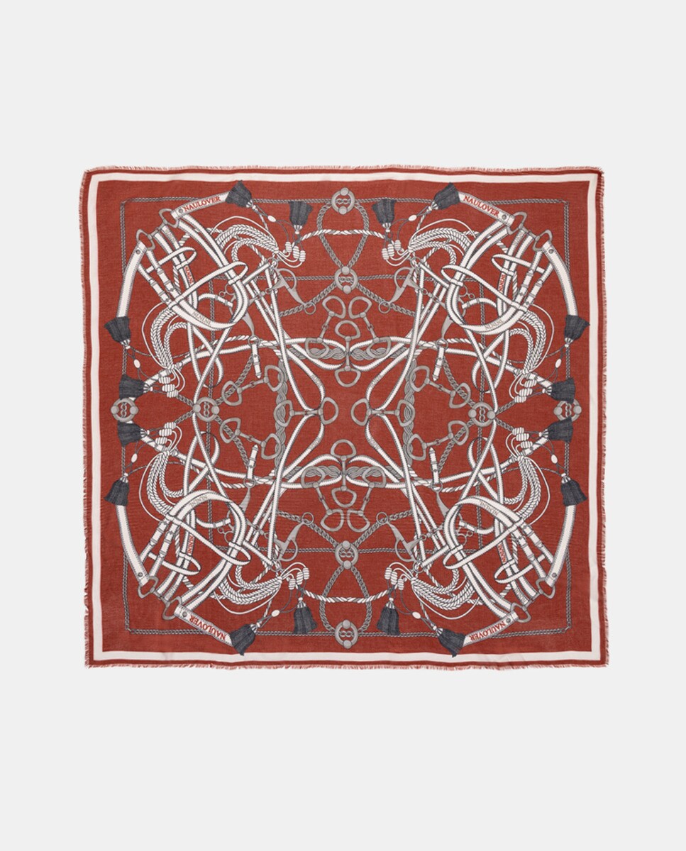 Grand foulard à imprimé équestre