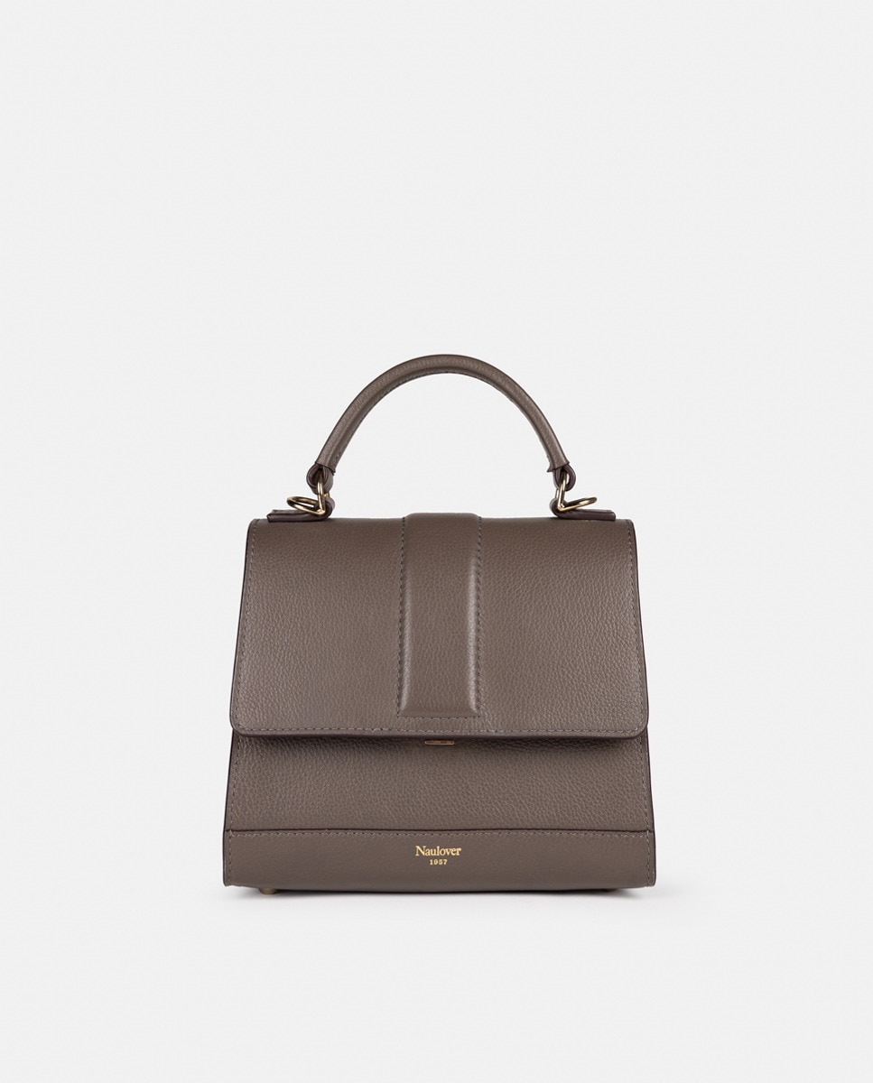 Grand sac à main gris à rabat