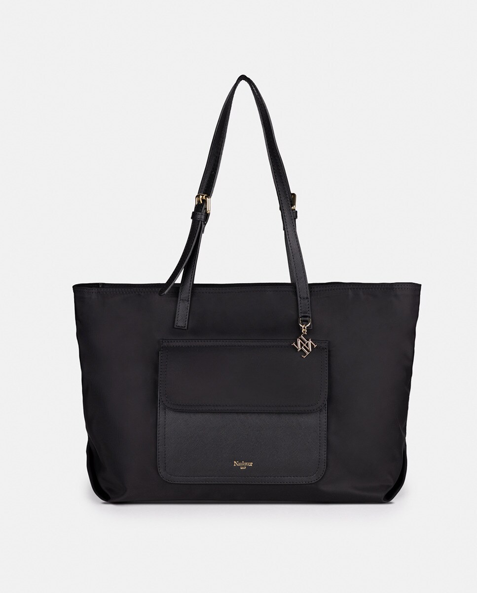 Grand sac cabas en nylon avec poche avant