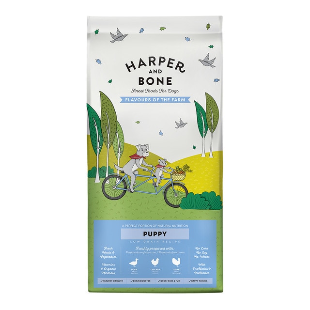 Imagen 0 de Pienso para perros cachorros Harper and Bone sabores de granja pato, pollo y pavo