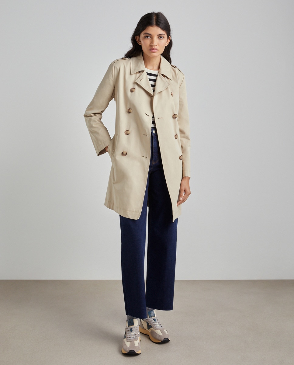 Imperméable long avec ceinture