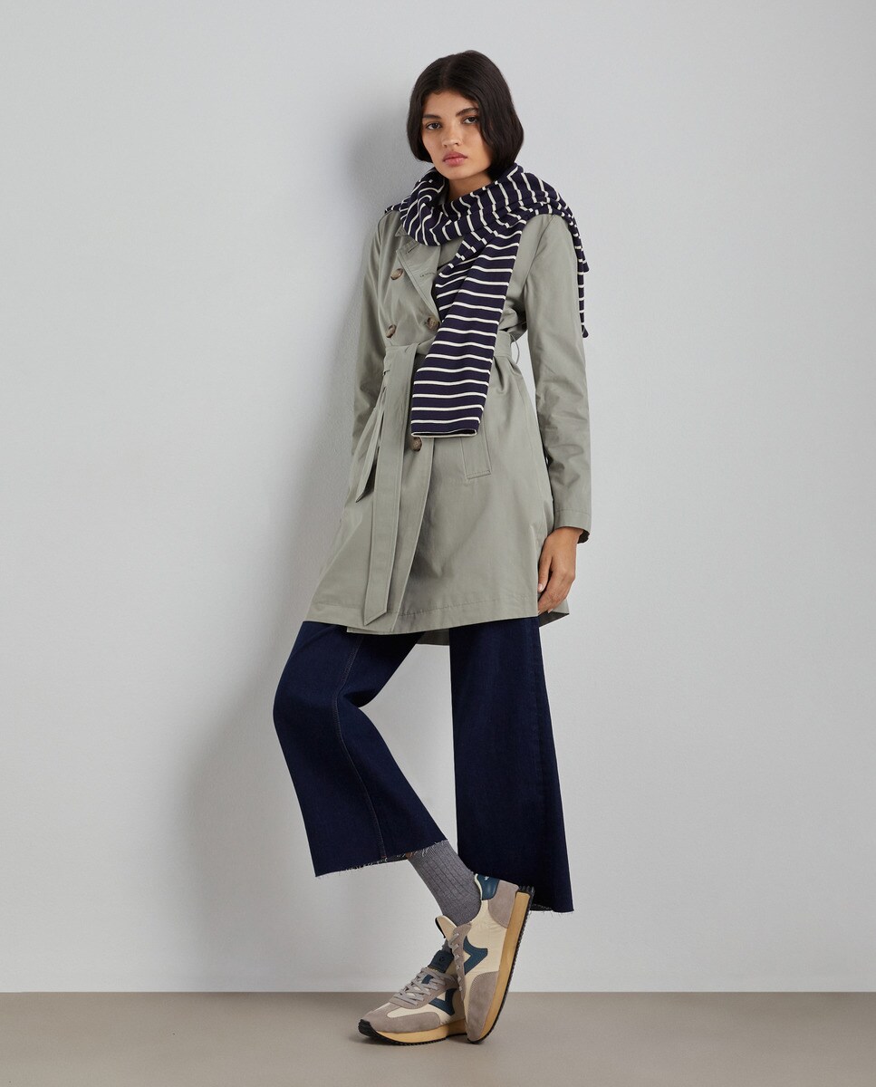 Imperméable long avec ceinture