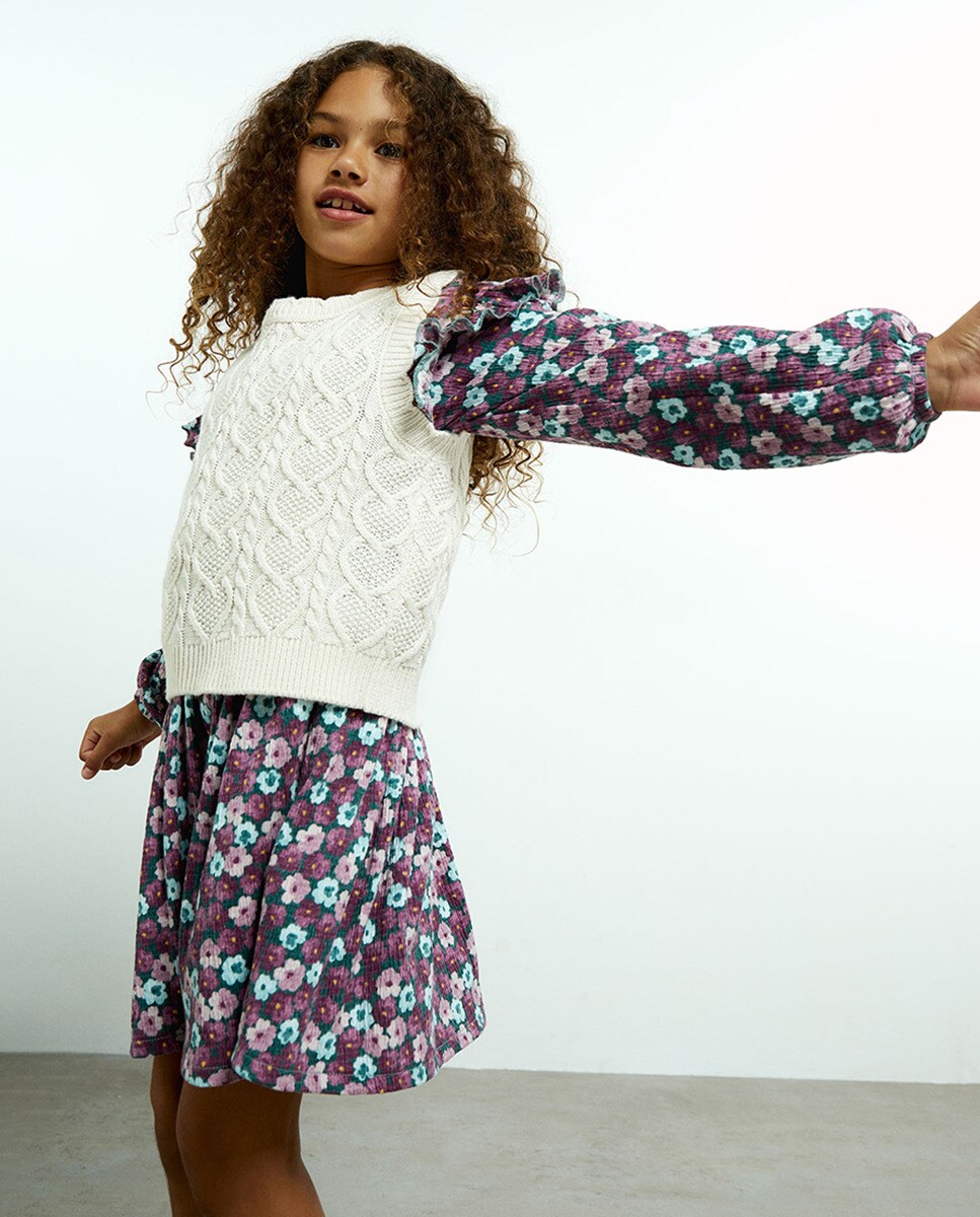 Veste sans manches tricot volant