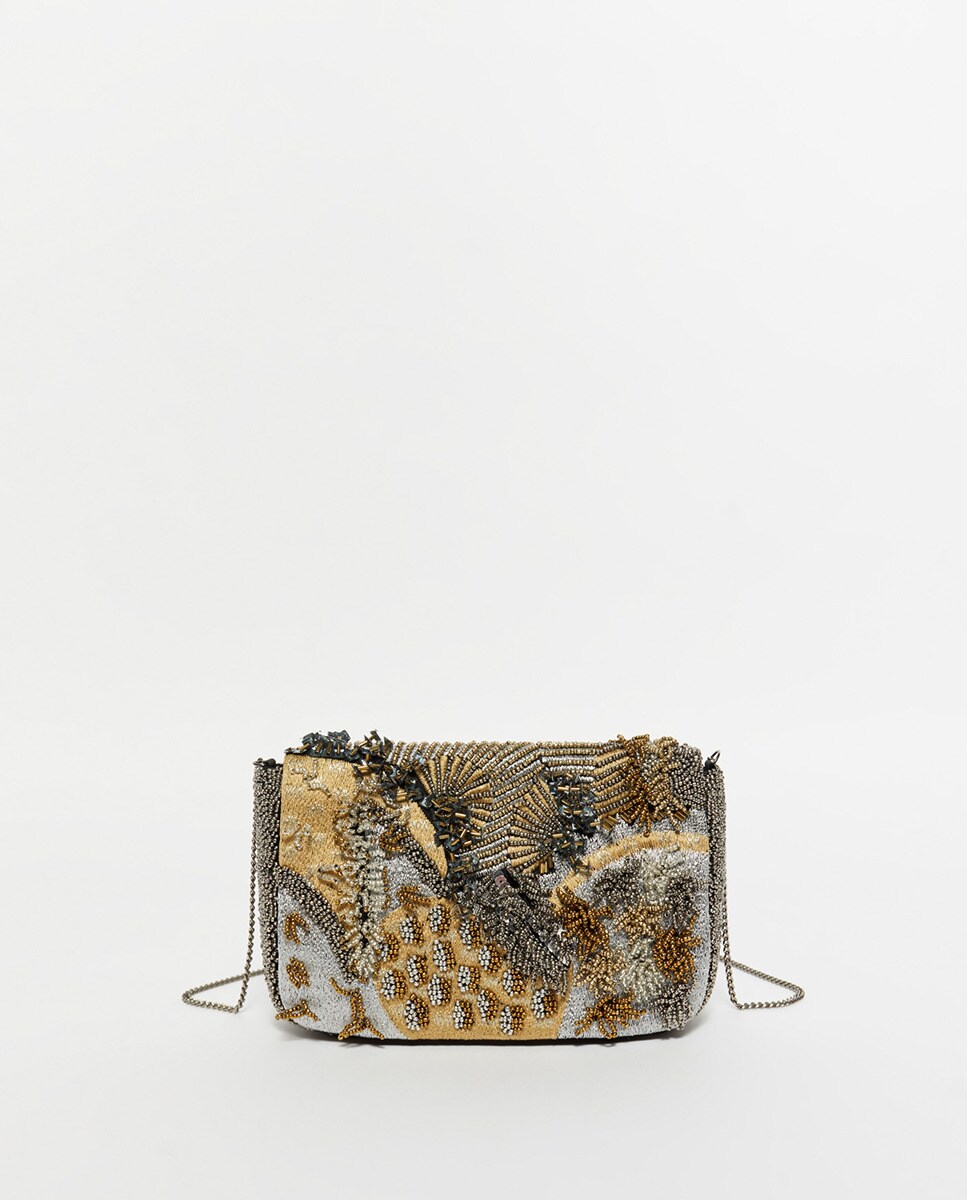 Sac à bandoulière perles fantaisie abstrait