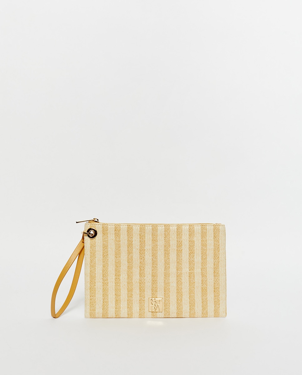 Portefeuille raphia rayures