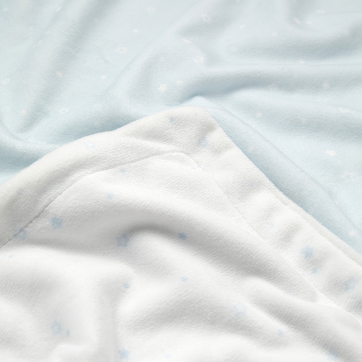Manta Reversível 70*100 cm Estrelas Microvelour Azul-2