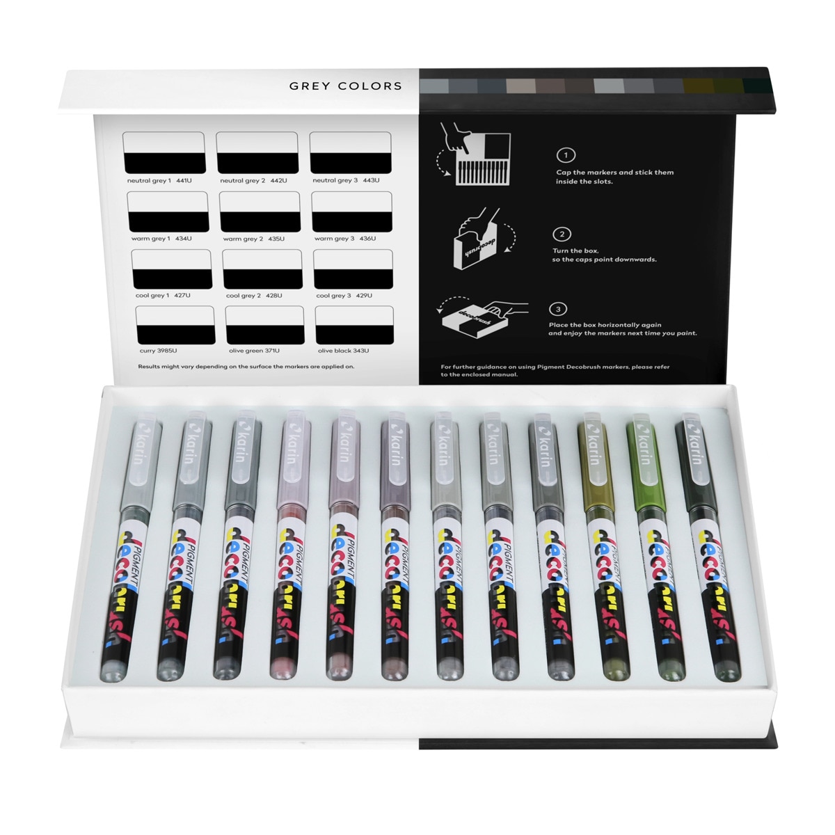 Rotuladores lettering pigmento decobrush 12 colores grises   Karin 1