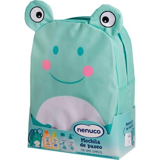 pack Bebé Mochila de paseo rana con agua de colonia + champú Extra Suave + jabón líquido Ultra Suave + leche hidratante fragancia original Nenuco - Nenuco