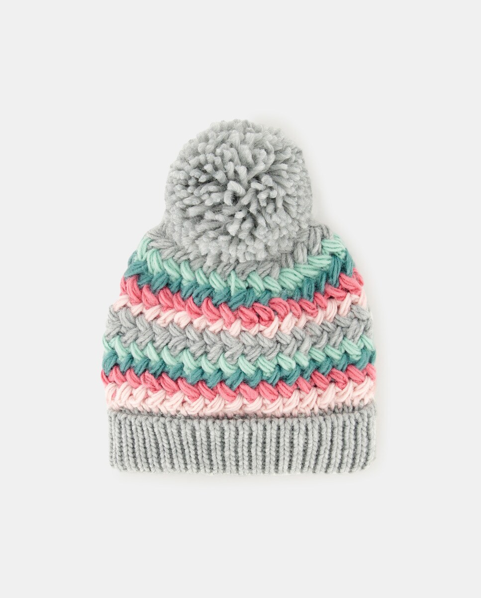 Bonnet avec tresses et pompon