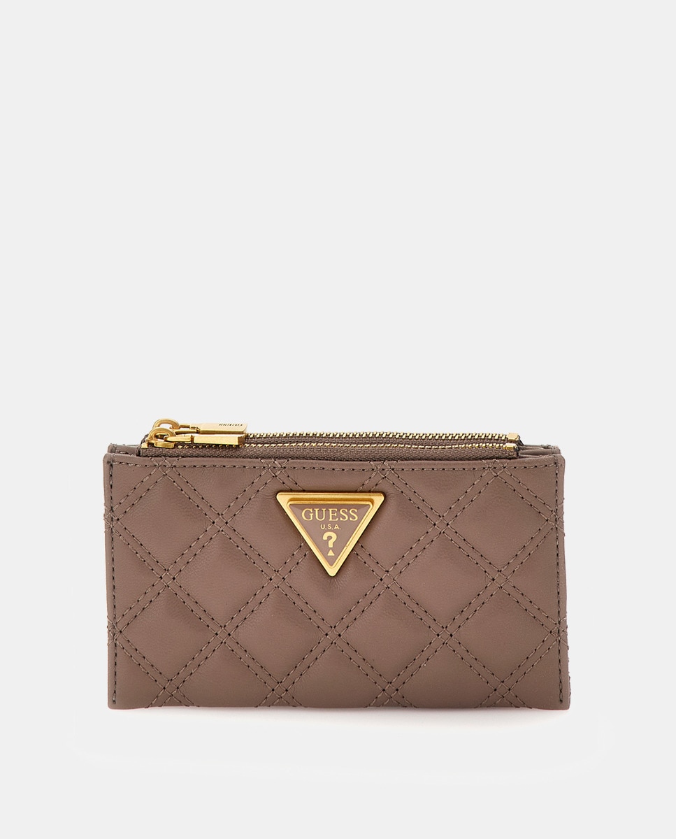 Portemonnaie matelassé avec logo en métal