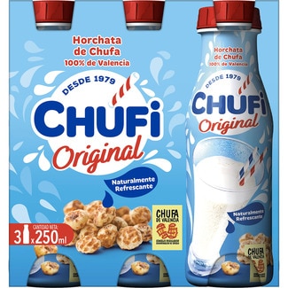 horchata de chufa Original DOP Chufa de Valencia sin gluten y sin lactosa pack 3 botellas 250 ml - Chufi