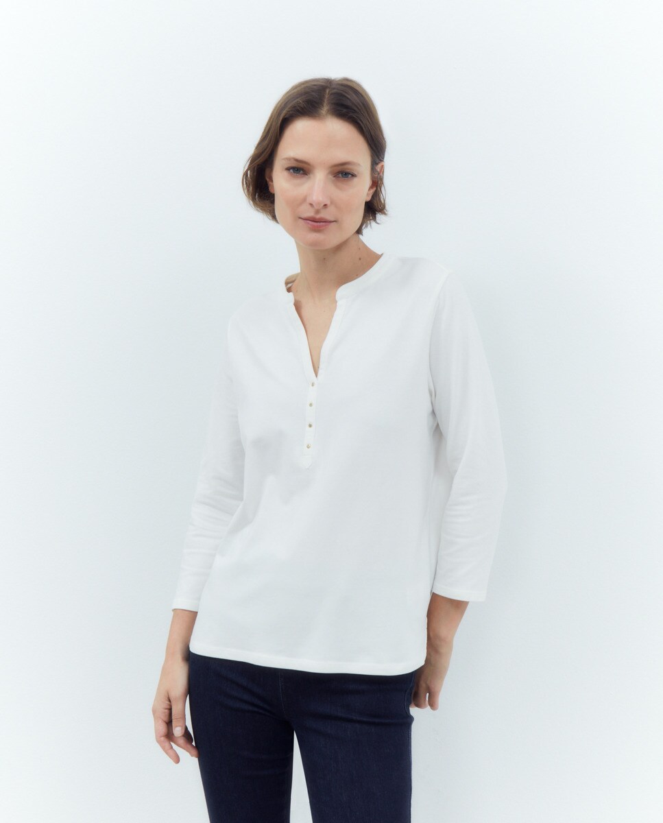 Tshirt uni col tunisien