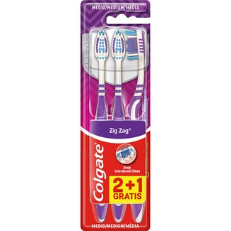 cepillo dental Zig Zag medio blister 2 unidades + 1 unidad gratis - Colgate