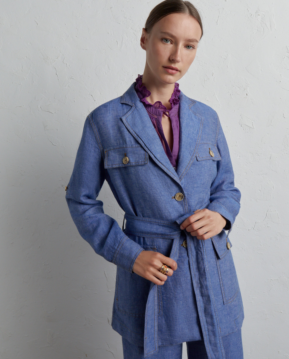 Surchemise en lin effet denim