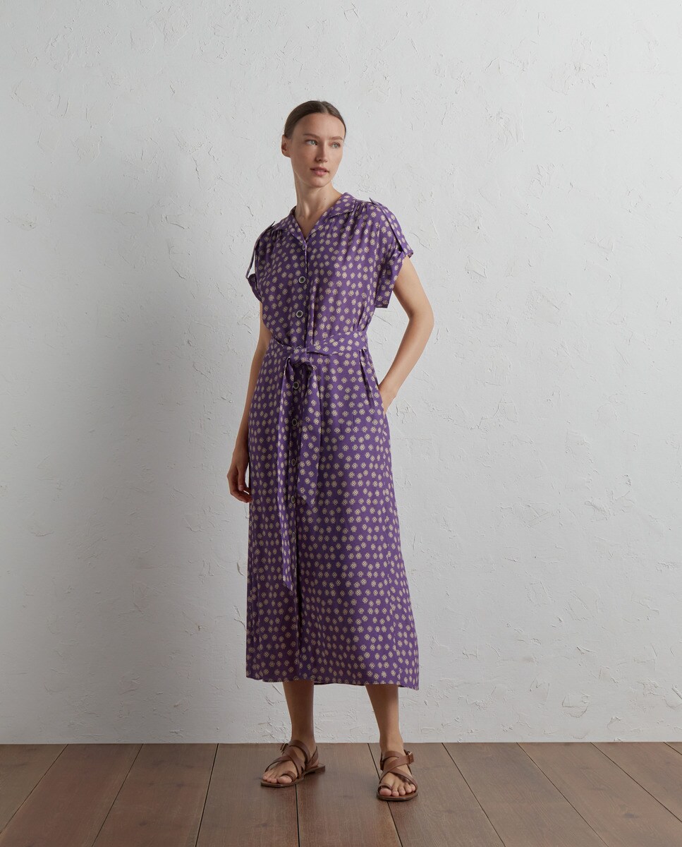 Robe à manches courtes imprimé ethnique