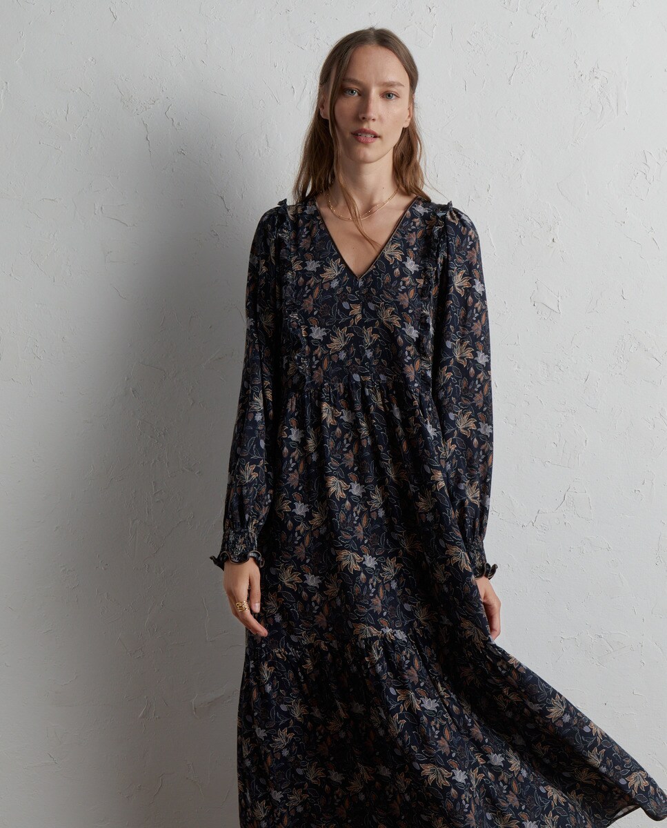 Robe longue à encolure en V