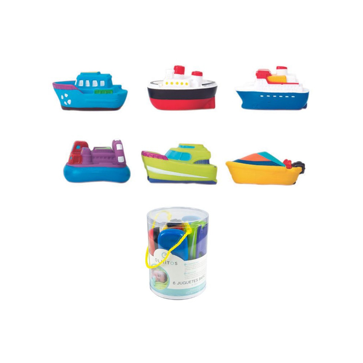 Bote con 6 juguetes de baño de barcos Olmitos Multicolor-1